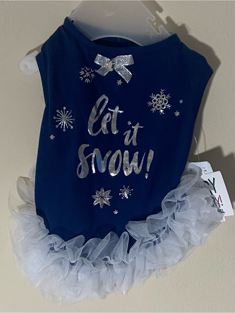 Let It Snow Navy & Silver Tulle Holiday Dress